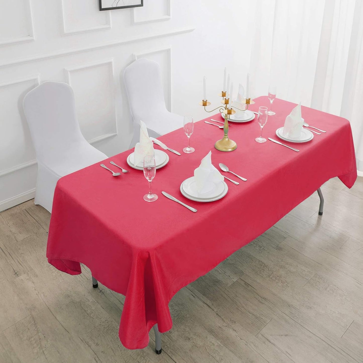 Rectangle Tablecloth 60x102 inch Washable Polyester Fabric Table Cloth for Wedding Party Dining Banquet Decoration（60x102, Red）
