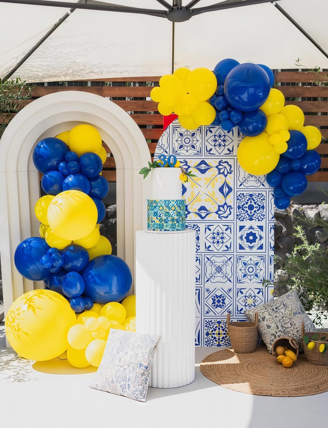 Blue and Yellow Balloons - Navy Blue Balloons 12 Inch Yellow Latex Balloon Glitter Confetti Balloon for Birthday Baby Shower Wedding Party Decorations, Photo Backdrop, 50 PCS