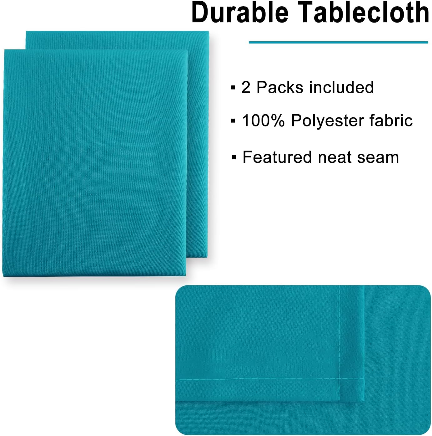 Hiasan 2 Pieces Turquoise Square Tablecloth - Water Resistant and Spillproof Dining Room Washable Fabric Table Cloth for Dining Room, Polyester, 30 x 30 Inch