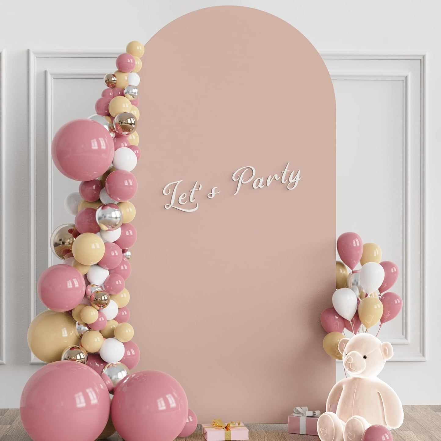 Wokceer 6.6 FT Wedding Arch Stand and Arch Cover, Metal Arch Stand with Arch Stand Cover for Birthday Party Wedding Ceremony Bridal Baby Shower Event Decor