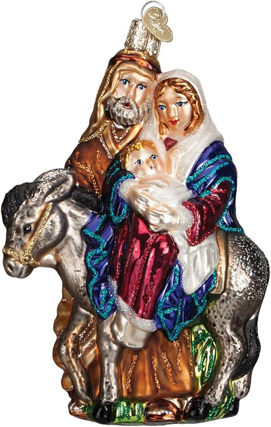 Old World Christmas Spiritual Gifts Flight to Egypt Glass Blown Ornament for Christmas Tree, Handcrafted Holiday Decoration, Religion Collection