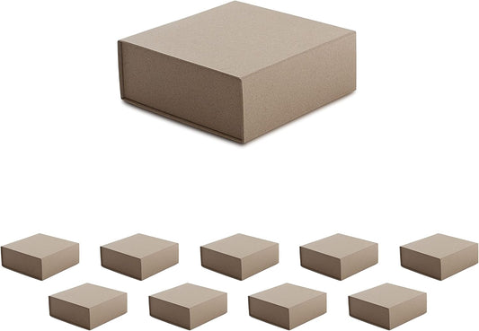 CECOBOX - Gift Boxes with Lids for Presents 6"x6"x2.75" - Matte, Collapsible Magnetic Closure Gift Box - Groomsmen & Bridesmaid Proposal Boxes, Wedding, PR, Birthdays, Holidays (Kraft)