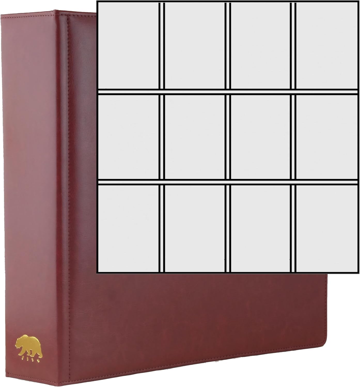 Ursae Minoris Estate Library Deluxe 4 Q-Ring Large Format Binder for Up to 1200 Sports/Trading Cards - Burgundy