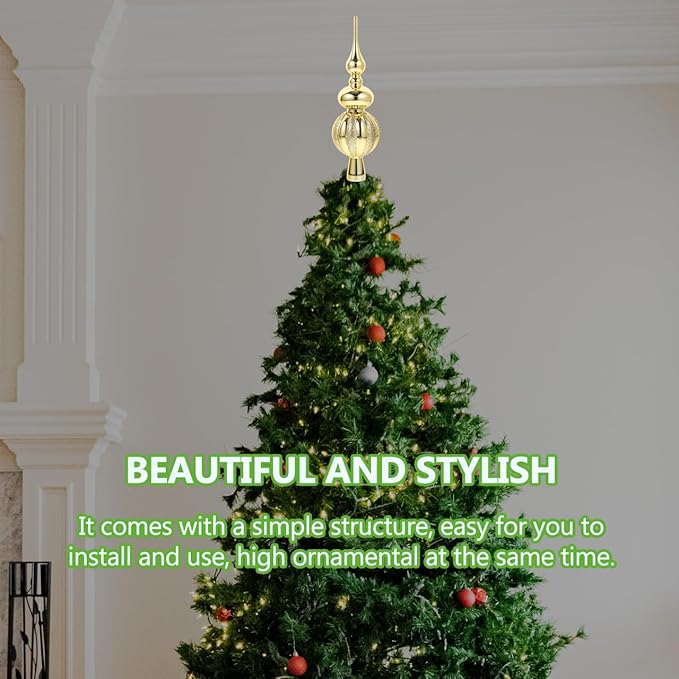 Spherical Christmas Tree Topper Plastic Xmas Tree Decoration Ornament for Festive Parties Lightweight Treetop Decor for Family Gatherings and Events