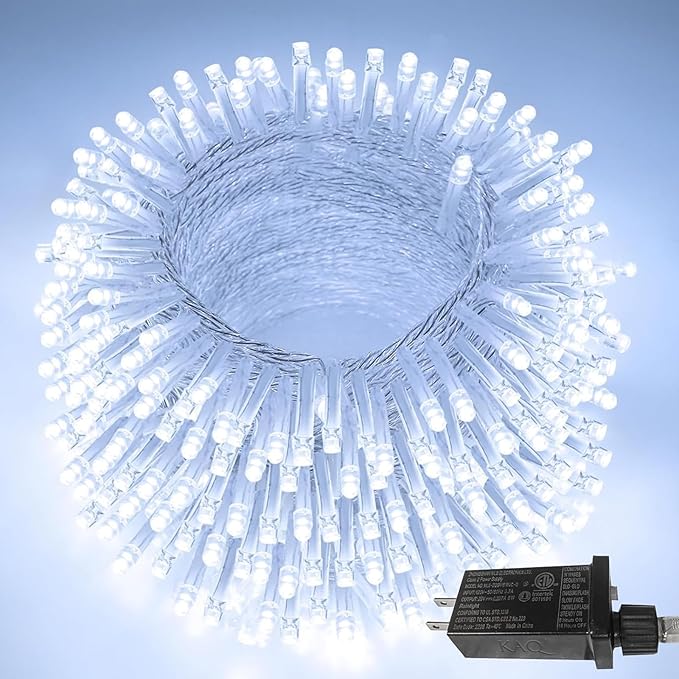 66 FT 200 LED Christmas String Lights Outdoor/Indoor, Extendable Twinkle Fairy Lights Waterproof Clear Wire with 13 Modes for Garden Bedroom Patio Christmas Tree Decorations (Cool White)