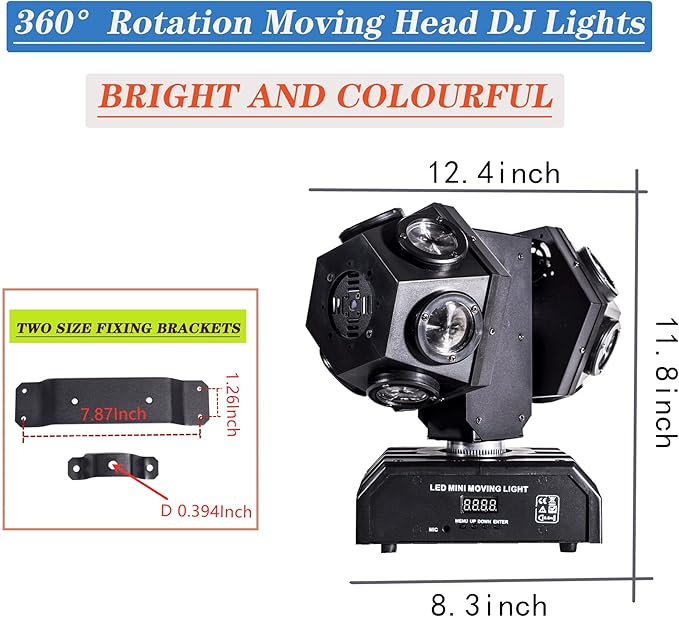 Moving Head Stage Lights Professional DMX512 DJ Lights Sound Activated for KTV Disco Party Wedding Concert Festival