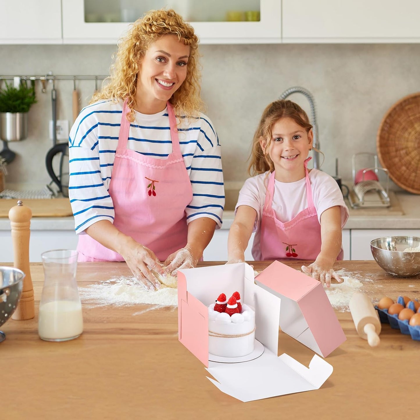 12Pcs 6x6x6 Inches Small Cake Boxes, Pink Square Bakery Boxes with Window, Mini Cake Containers for Pastries, Cookies, Chocolates, Cupcakes, Birthday Party Cajas Pasteles