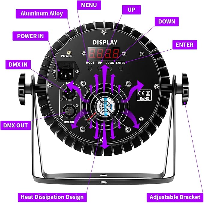 Par Can Lights Stage Lights, 18 LED 180W RGB+UV Uplights Stage Lighting Effect by DMX and Sound Control Stage Lighting for Party Bar Disco DJ Live Show Wedding (16 Packs)