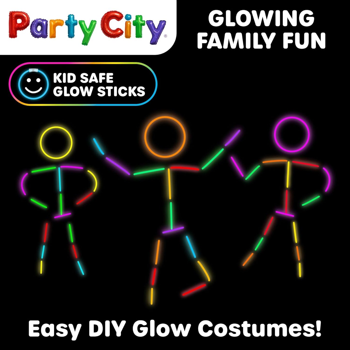 Party City 500 Glow Sticks Bulk Party Pack 8”– Neon Glow in the Dark Party Supplies, Glowsticks with Connectors Bracelets & Necklaces, Light Up Favors for Kids, Adults, Birthdays, Parties, Decorations