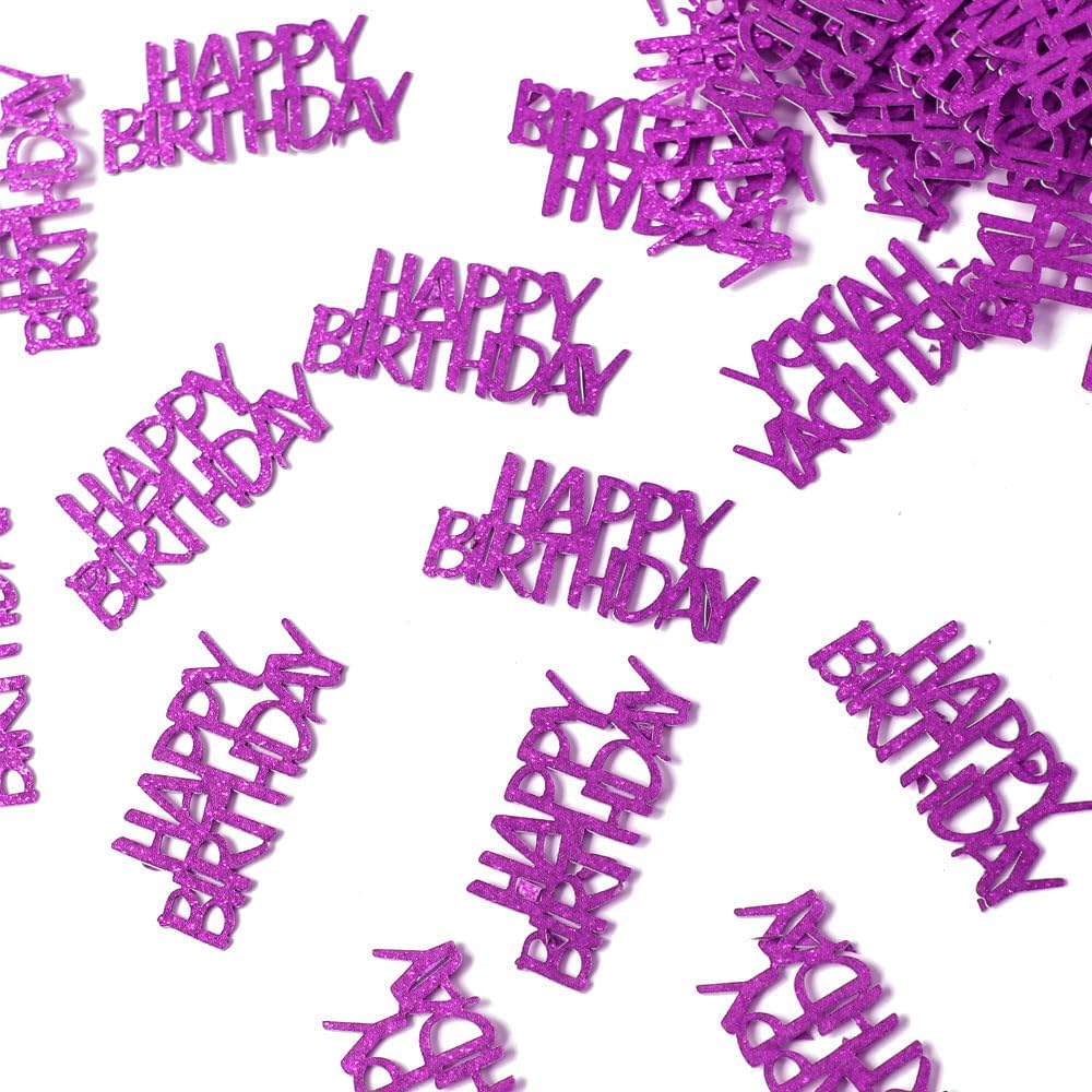 Purple Happy Birthday Confetti Girl Birthday Party Decorations Glitter Table Scatters for Adult Women Birthday Anniversary DIY Crafts Party Supply 100PC