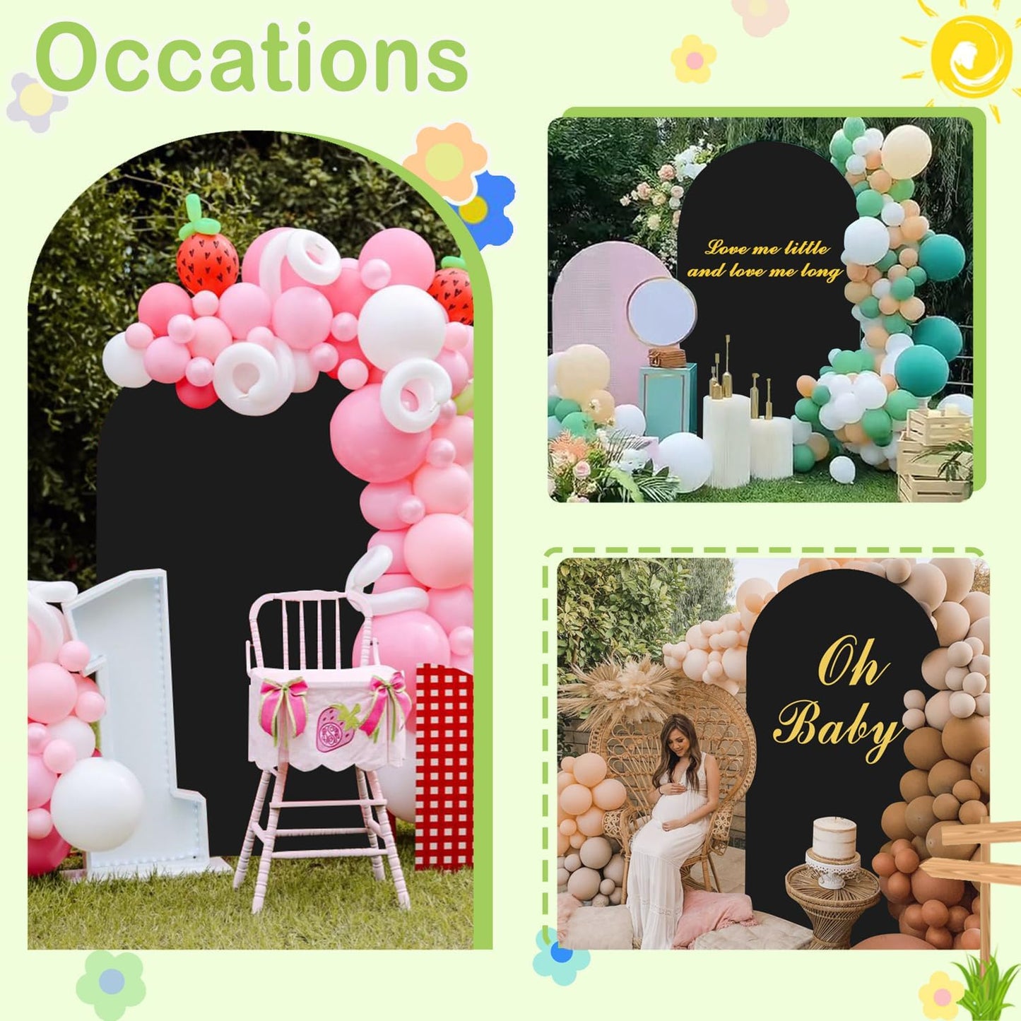 Wedding Arch Cover Black Arch Covers Stretchy Backdrop 4ft Spandex Fitted Arch Backdrop Cover Balloon Arch Stand Cover Round Top Chiara Arch Covers for Gender Reveal Baby Shower Party Ceremony