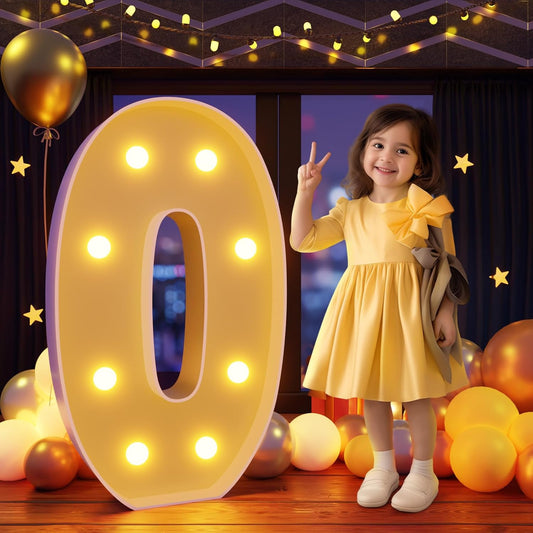 Marquee Numbers 3 Feet Tall Large Light Up Numbers 40th 50th 60th Birthday Decorations Women Men Big Yellow Light Outdoor Anniversary Decorations Balloon Arch Kit Party Backdrop 0