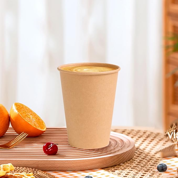 1000 Pack 12 oz Paper Coffee Cups, Disposable Kraft Coffee Cups, Hot/Cold Drinking Cup for Water, Coffee, Juice