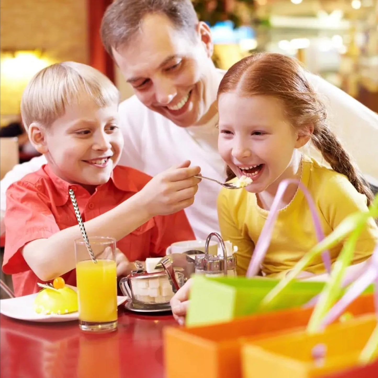 YAOSHENG [100 Pack] Pink & Gold Paper Straws Disposable, 100% Biodegradable Multi-Pattern Party Straws For Birthday, Wedding and Holiday Decoration (rose gold)