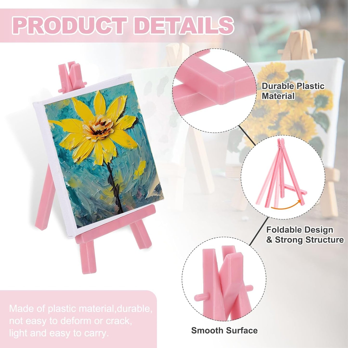 MECCANIXITY Mini Plastic Display Easels, 6.3"x3.4"A-Frame Plastic Painting Tabletop Easels Holder Stand for Photos Cards Artists Beginners Displaying Small Canvases Art(Pack of 12, Black)