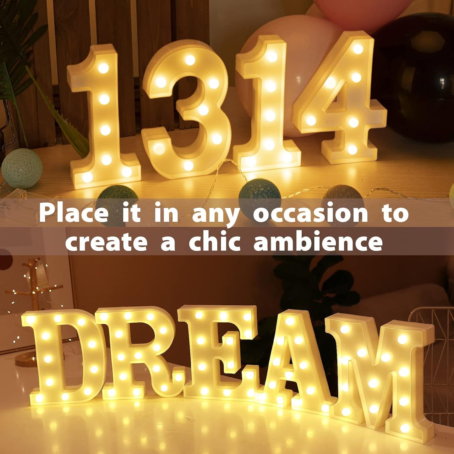 HXWEIYE Marquee Light Up Numbers-1, 8.5 Inch Decorative Letter Sign 26 Alphabet and 10 Number, Battery Powered Warm White for Party, Christmas Decor（8.5 * 4.2 * 1.8IN）