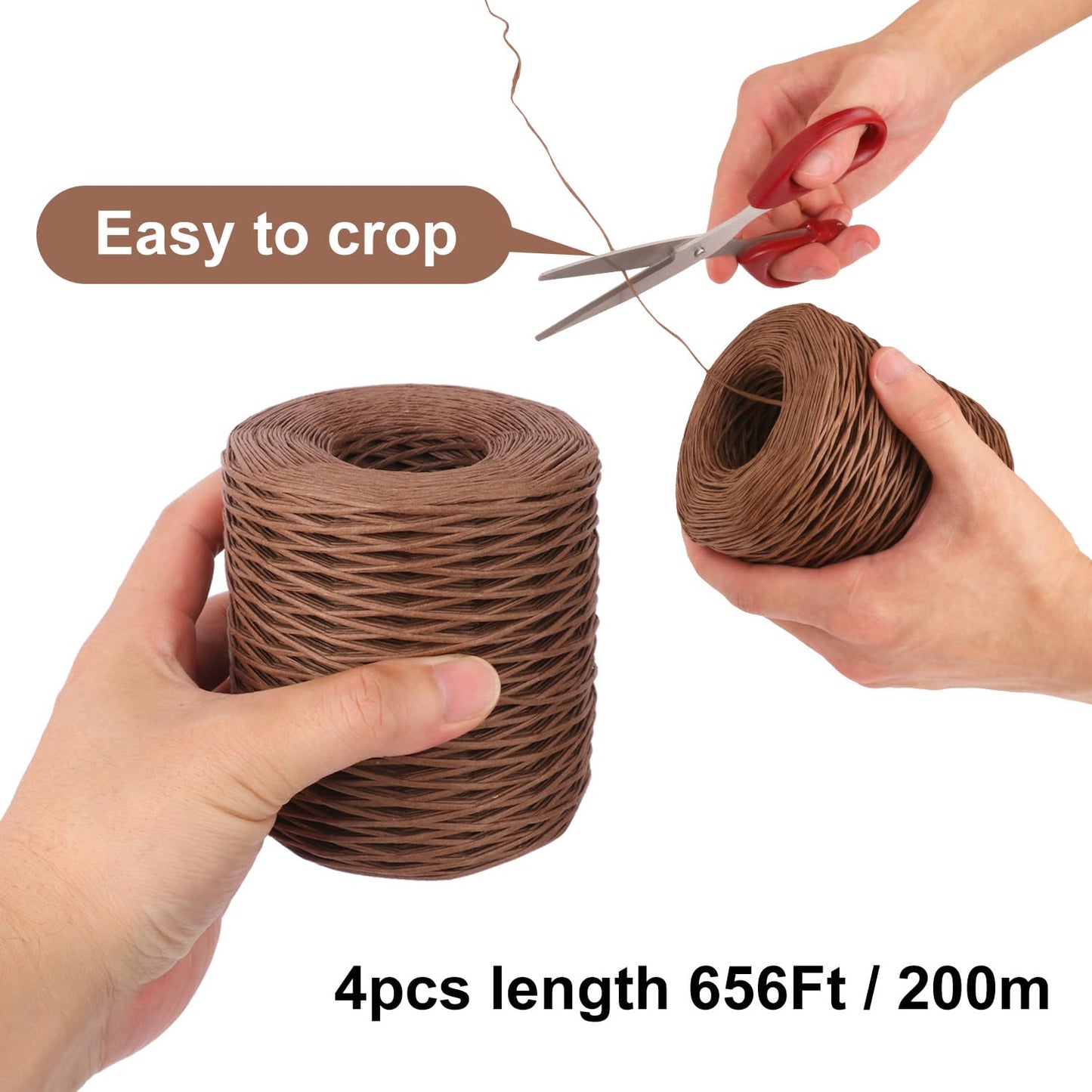 4 Roll 656Ft Brown Floral Wire, Rustic Vine Bind Wire for Flower Bouquets, Waterproof Paper Wrapped Twine(4 x 656 Ft)