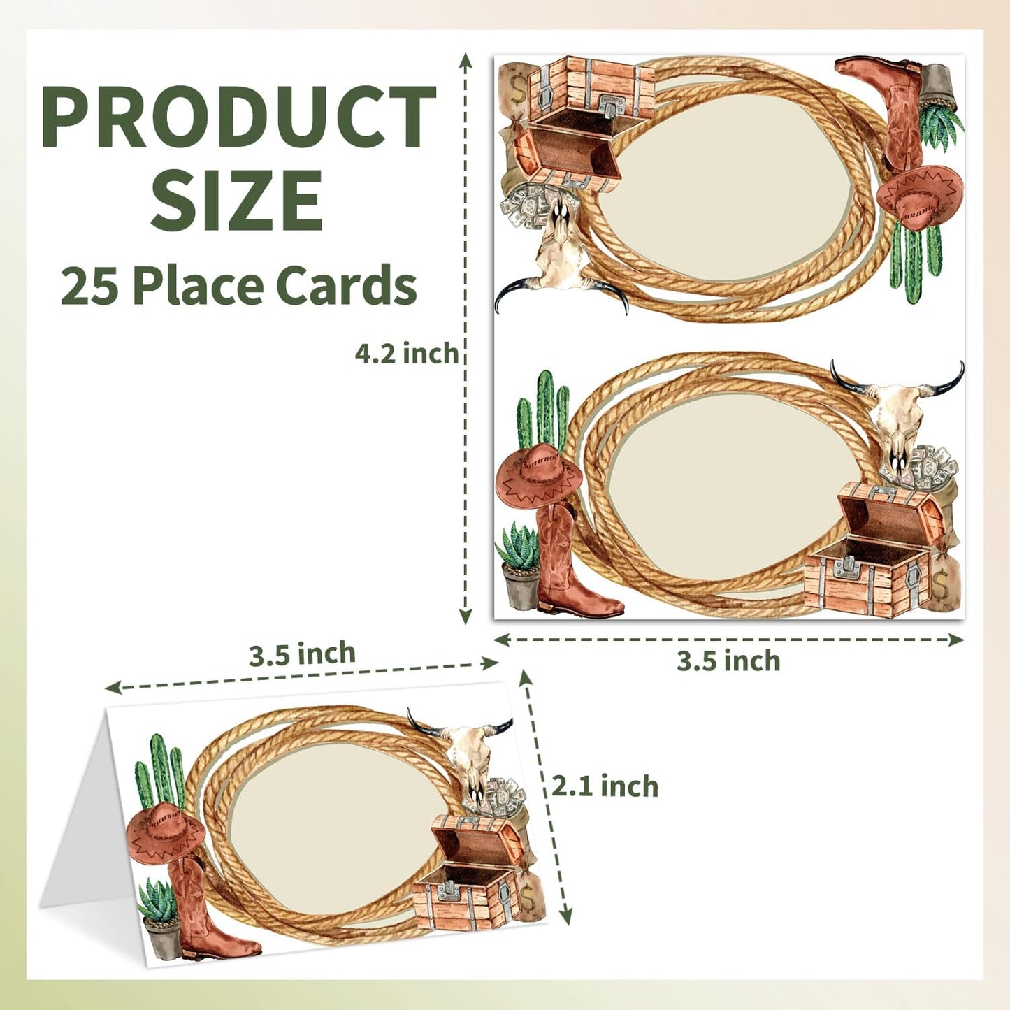 25 Western Cowboy Place Cards for Table Seating, Birthday Name Place Card, Tent Cards for Baby Shower Reception Dinner Party Decorations -A30