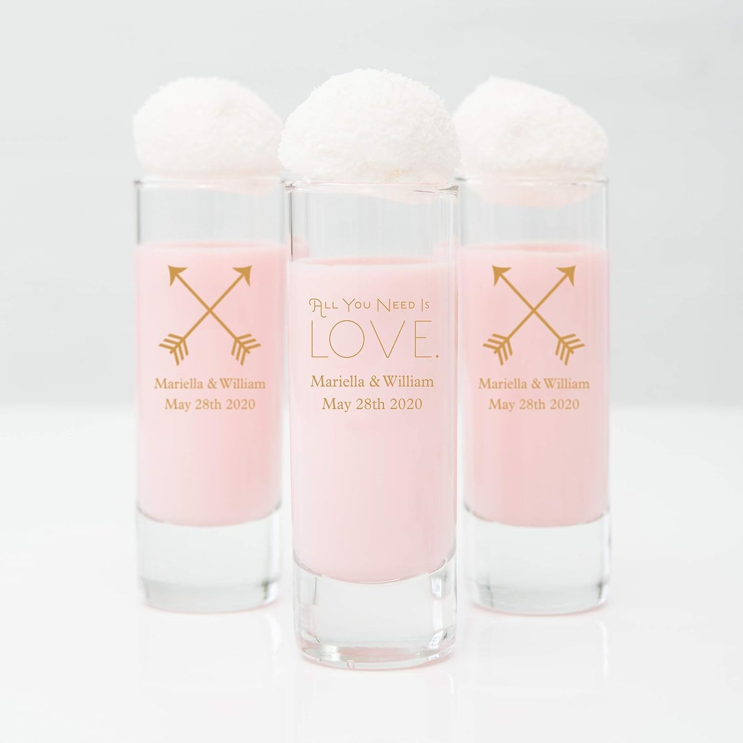 WEDDINGSTAR Personalized 2.5oz Tall Shot Glass Customizable Full Color Print - 24 pack