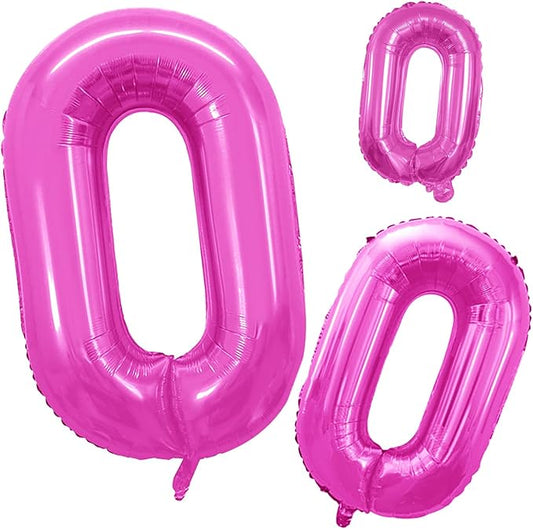 GOER Pink Foil Balloons Number 0 for 10th 20th 30th 40th 50th 60th 70th 80th 90th 100th Birthday Party Supplies Anniversary Decorations(3 pcs,42 inch,32 inc,16inch)