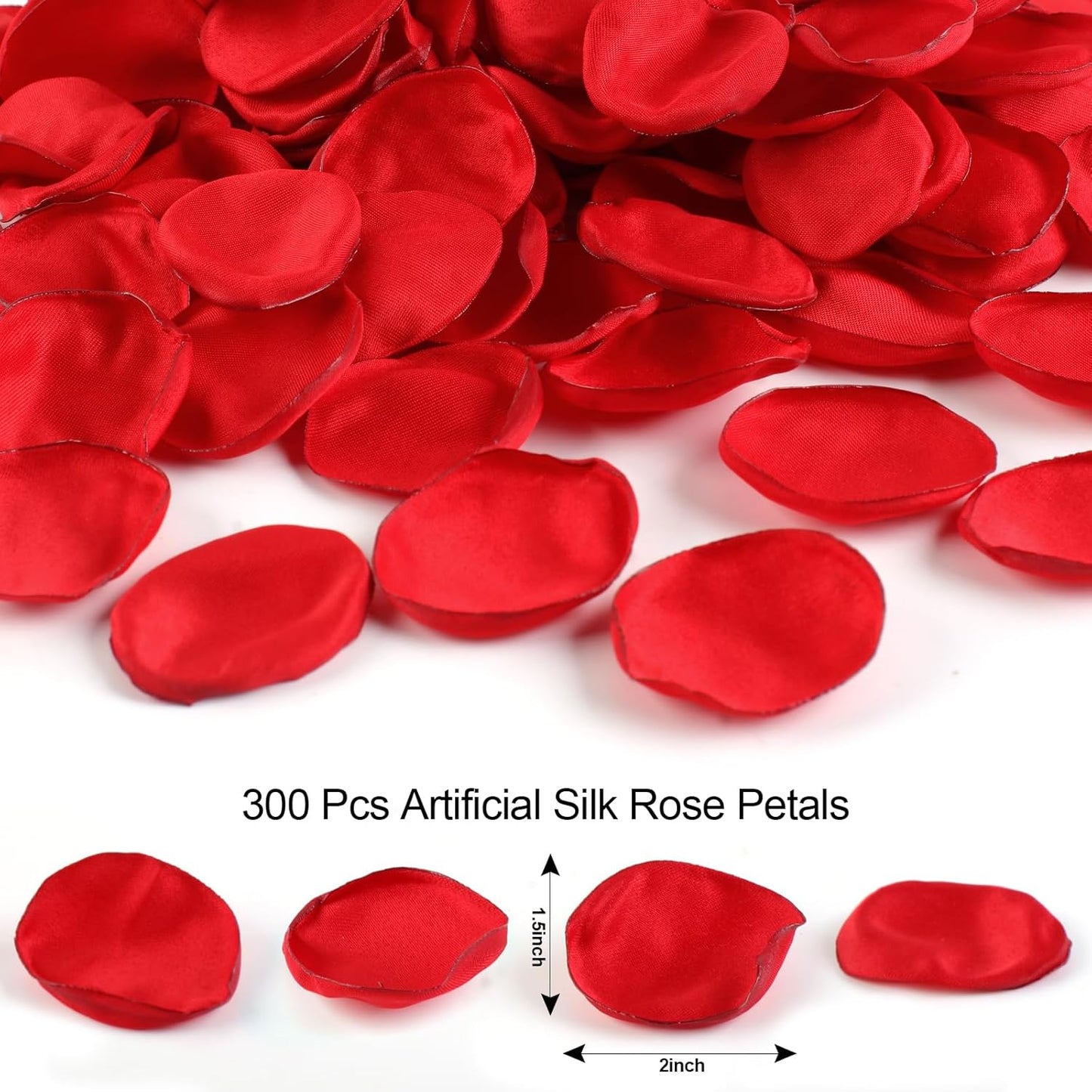 300pcs Dark Red Faux Silk Rose Petals - Perfect for Wedding Aisles, Flower Girls, Tables, Party Confetti, Bridal Showers and Home Decor