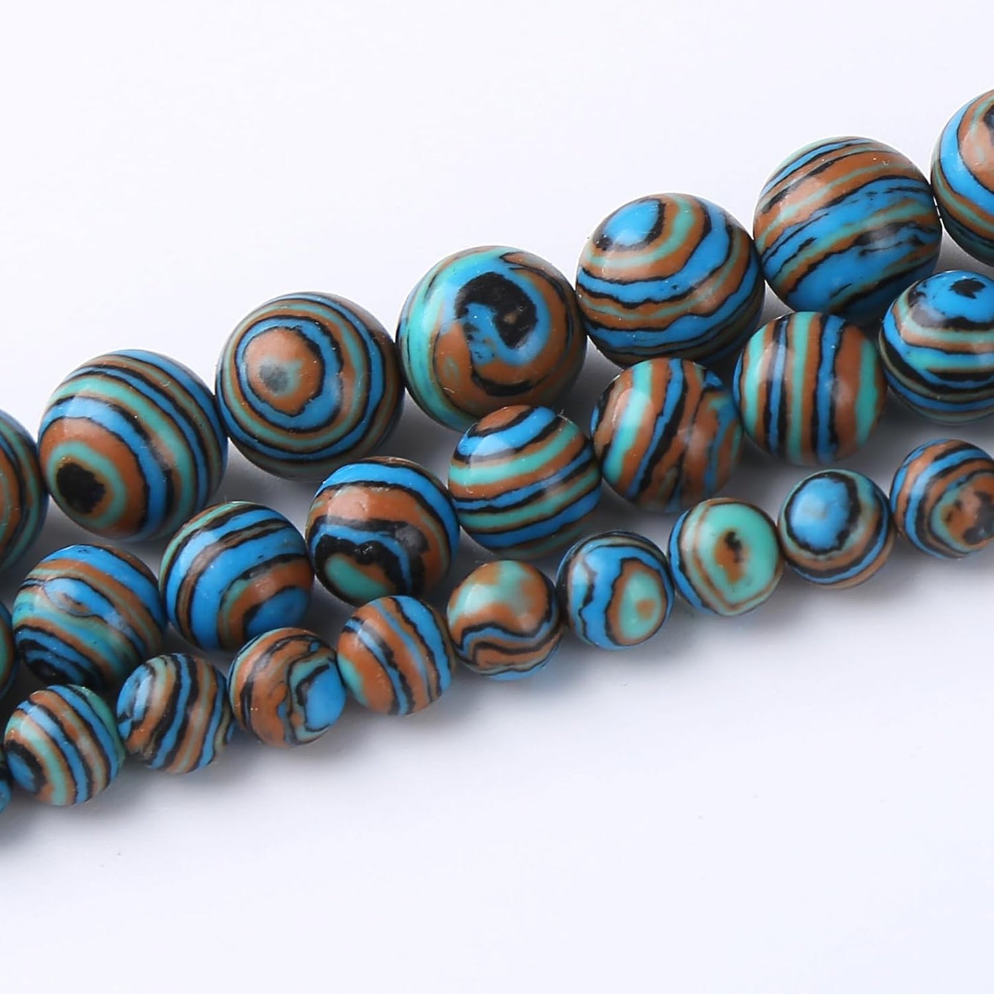 Blue Peacock Turquoise Stone Beads Gemstone Round Crystal Energy Jade Beads Stone Beads for Jewelry Making DIY Bracelet Necklace Jewelry Making 1 Strand 15.5inch 35PCS 10MM