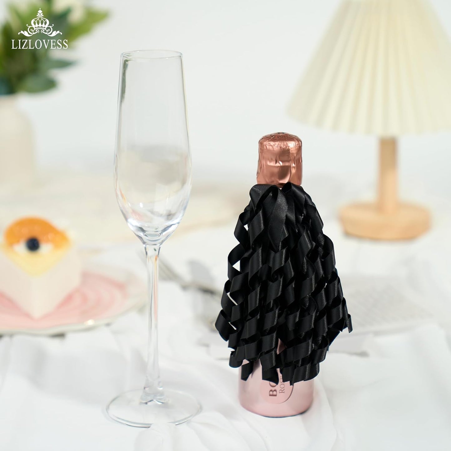 6 Inch Black Curly Bows for Gift Wrapping Set of 6, Self Adhesive Bows Black Gift Bows for Presents, Satin Ribbon Bows for Birthday, Wedding, Christmas, Bridal Shower, Gift Wrap Accessory