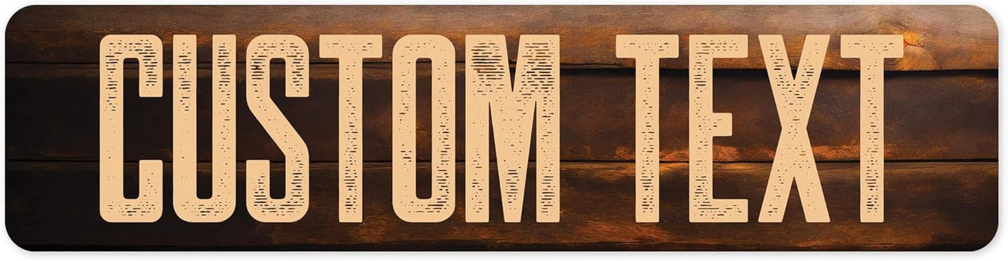 Custom Sign, Custom Street Sign, 11 Font Colors, 13 Font Styles, 4 Hole Options, 22 Sizes, 12x48 Inches, Rust Free DiBound, Fade Resistant, Made in USA by My Sign Center (Vintage Wood)