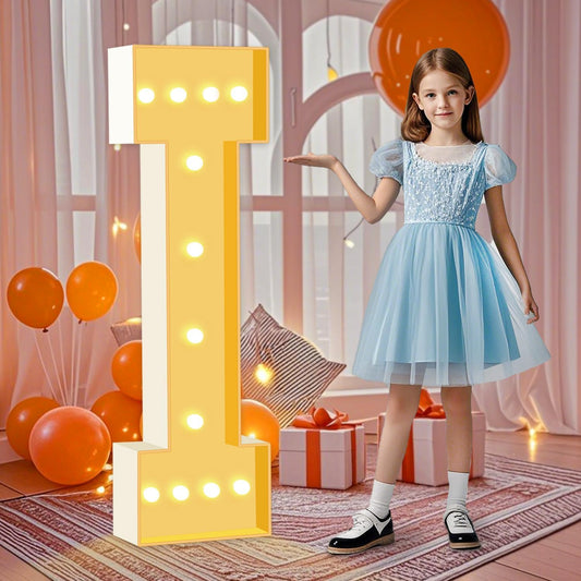 4ft Light Up Letters I, White Marquee Letters Frame for Boys Girls Birthday Party, Large Letter for Engagement Decorations Anniversary Decor, DIY Pre-Cut Thick Foam Board Letter
