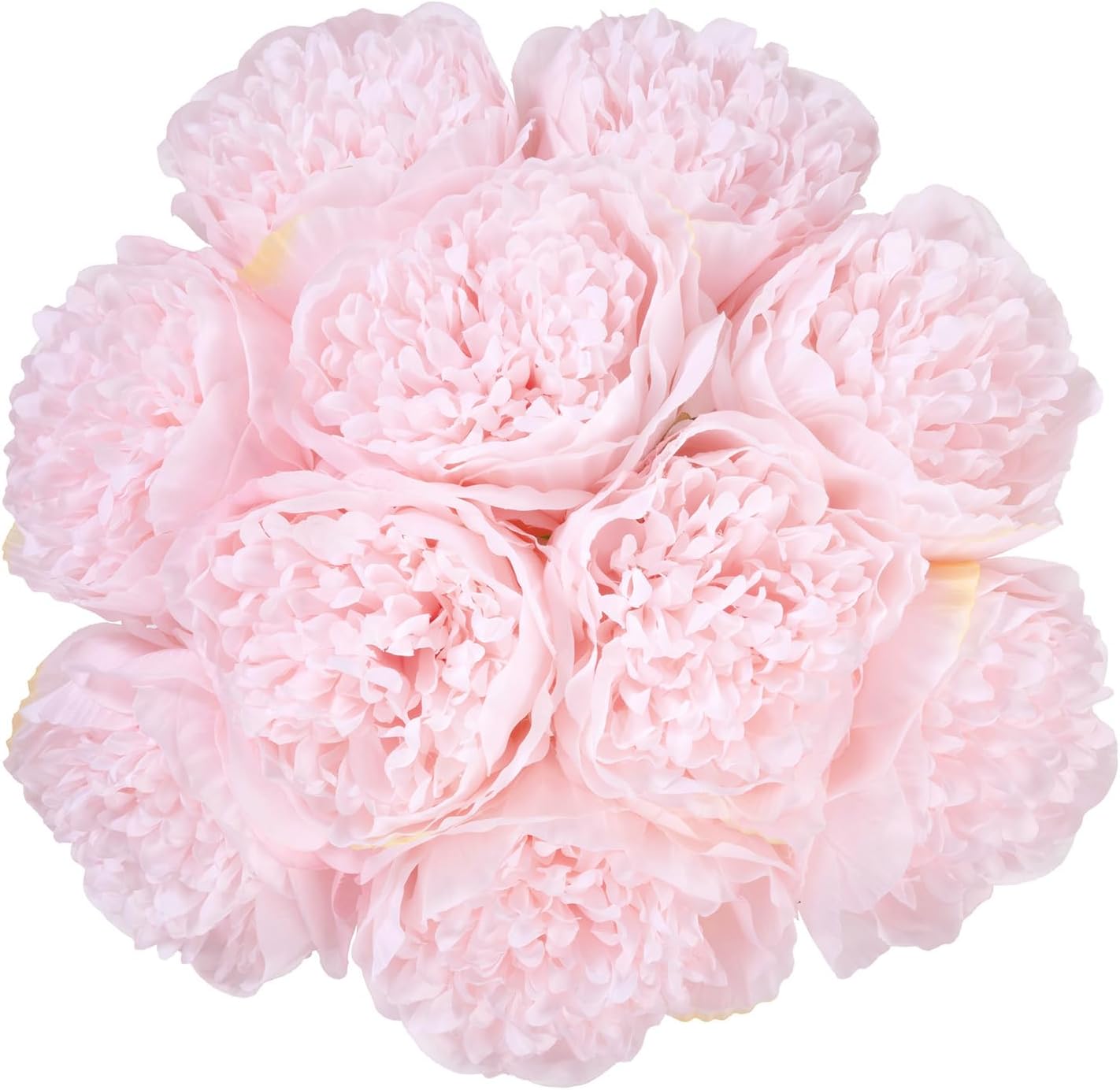 U'Artlines 20 Heads Artificial Peony Silk Flower Leaf Home Office Wedding Party Festival Bar Decor (Light Pink)