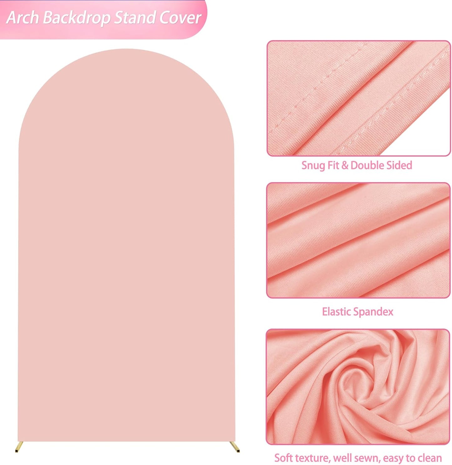 Wokceer 6.6 FT Wedding Arch Stand and Arch Cover, Metal Arch Stand with Arch Stand Cover for Birthday Party Wedding Ceremony Bridal Baby Shower Event Decor, Pale Pink, DoorCover 1.0M-Pale Pink-K