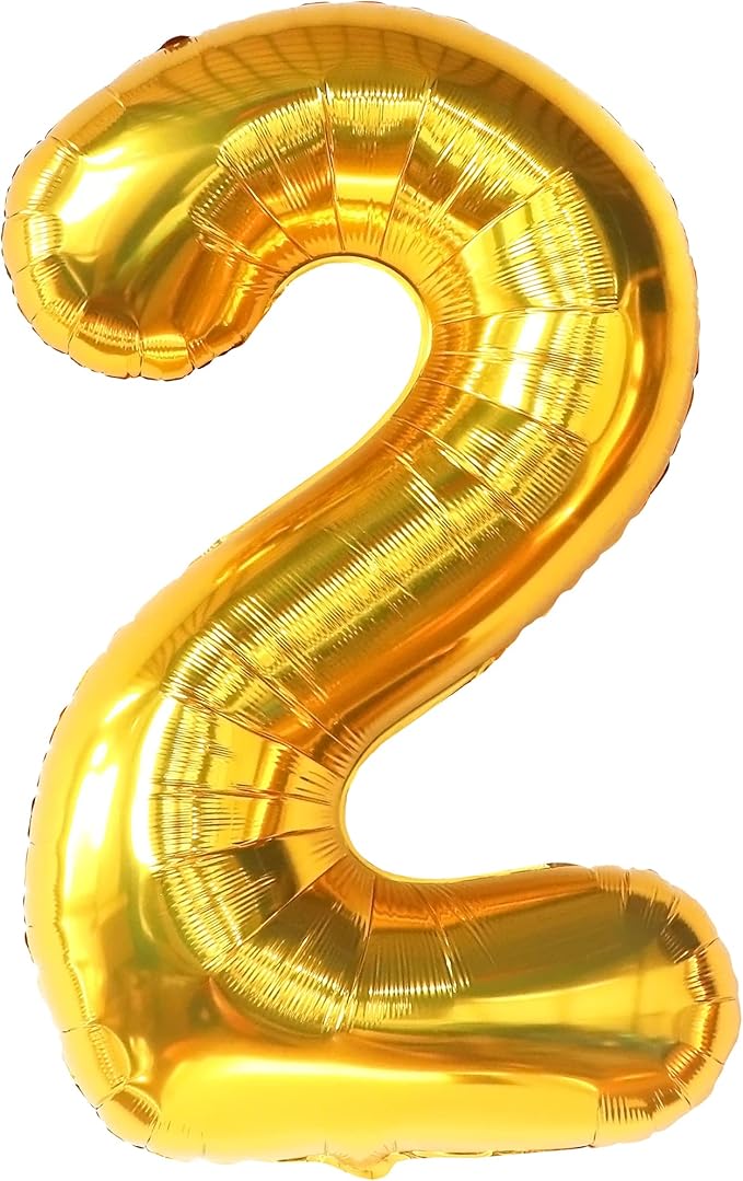 KatchOn, Gold Number 2 Balloon - Big 40 Inch | Gold Two Balloon, 2 Year Old Decorations Boy | 2nd Bdy Decorations | 2 Birthday Balloons, Two Wild Birthday Decoration