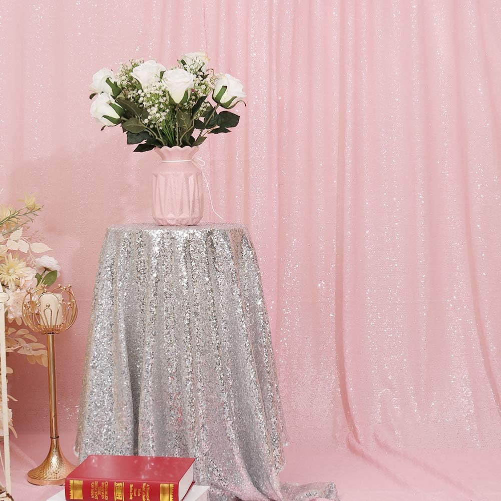 Eternal Beauty Pink Sequin Backdrop, 6x8 Ft Glitter Background Curtains for Shimmer Photography Party Wedding Birthday Back Drop Decor