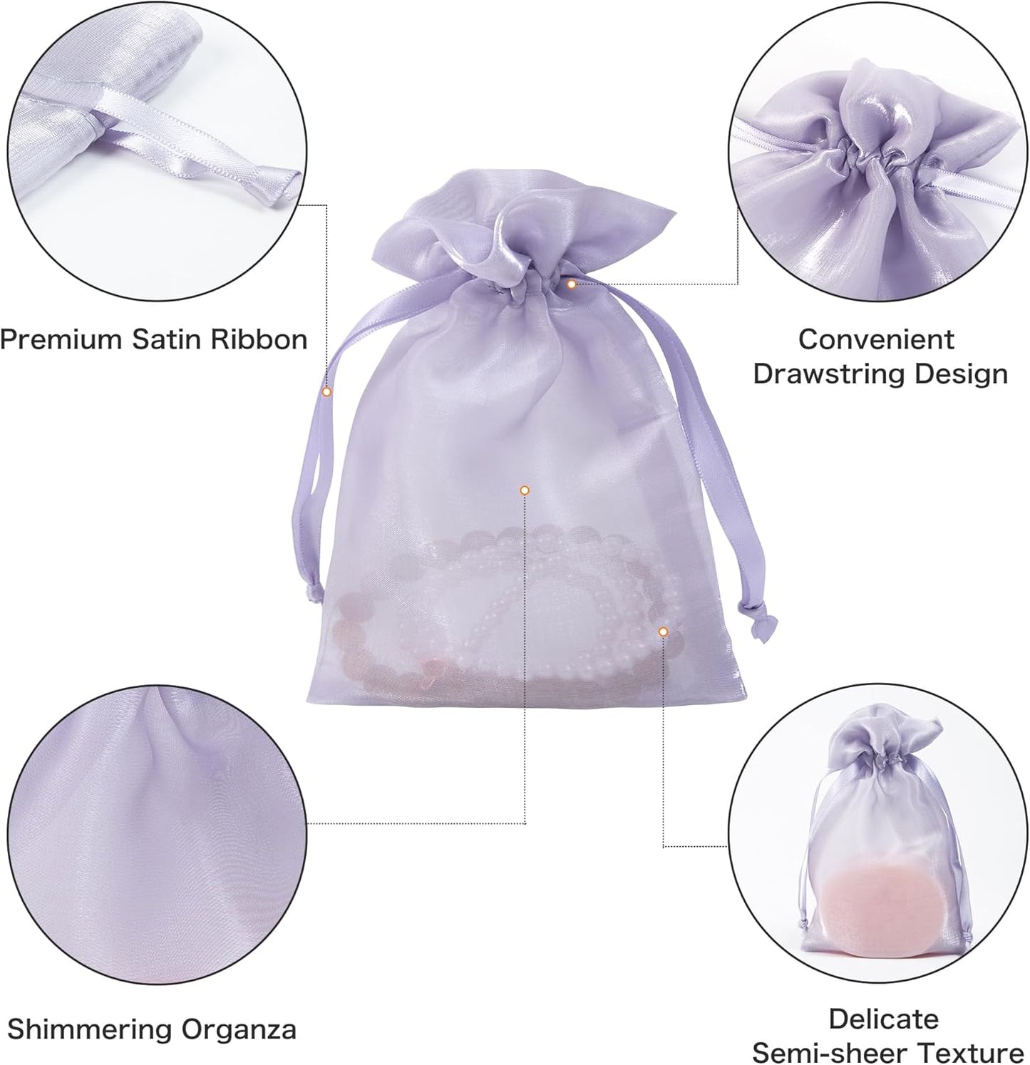 20 Pcs Lilac Purple Small Organza Bags 4X6 inch for Wedding Favors with Drawstring, Mini Mesh Gift Bags Jewelry Pouch for Candy Bridal Shower Party Favor Baby Shower Christmas