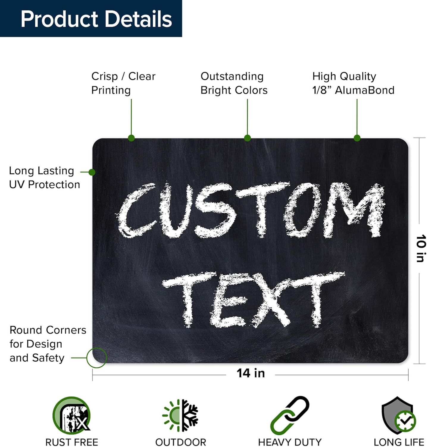 Custom Sign, Custom Street Sign, 11 Font Colors, 13 Font Styles, 4 Hole Options, 22 Sizes, 10x14 Inches, Rust Free DiBound, Fade Resistant, Made in USA by My Sign Center (Chalkboard Black)