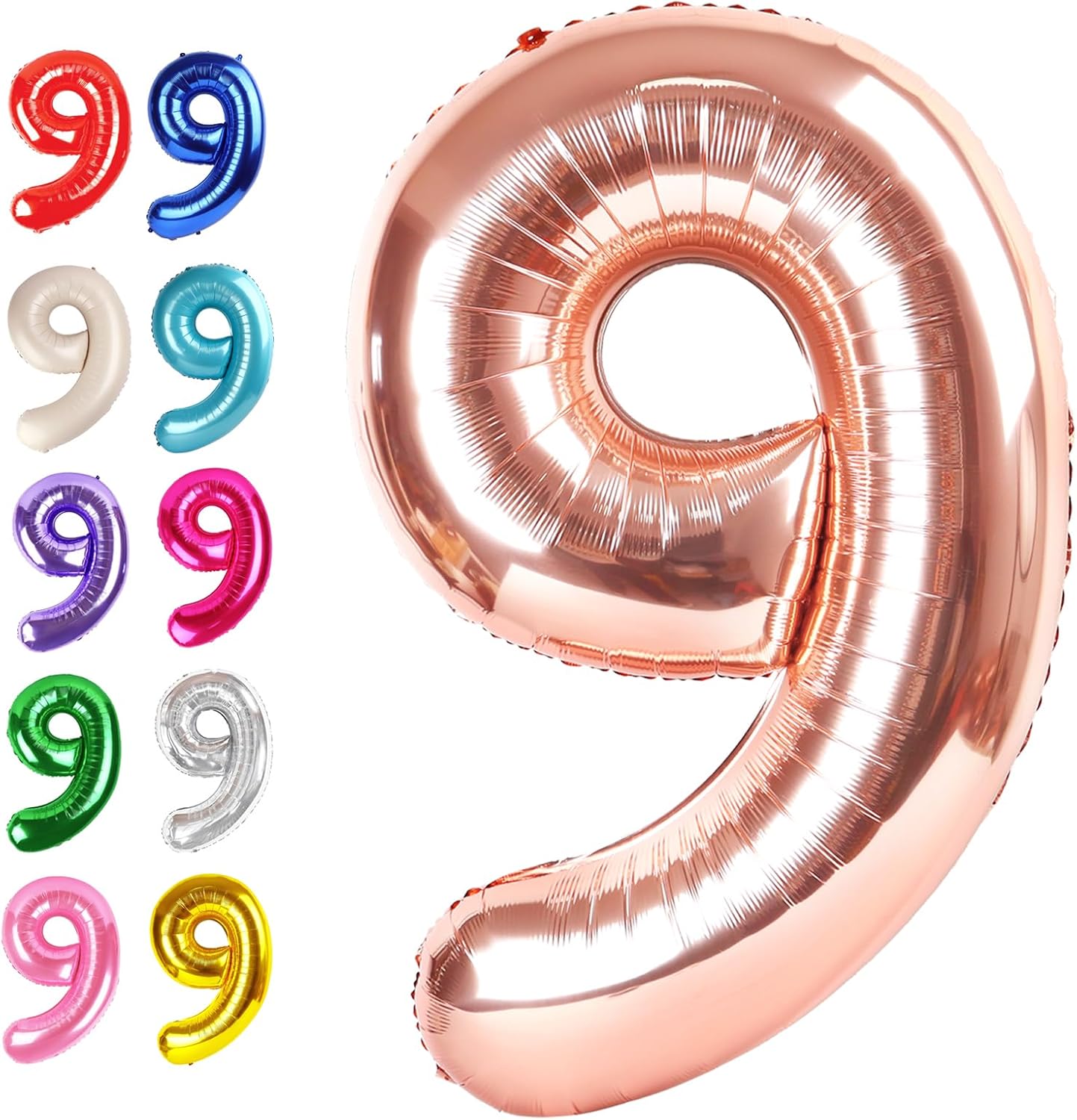 Big Rose gold 40 Inch 9 Balloon Number, Jumbo Giant 9th 19 29 39 49 99 Birthday Party Decorations, Large Rose gold Foil Balloons Anniversary Birthday Party Engagement Decorations