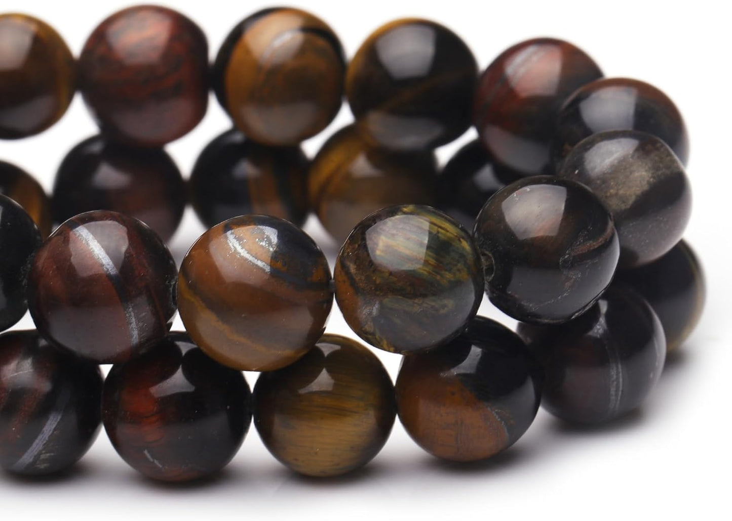 6mm Natural Stone Beads for Jewelry Making,Colorful Tiger Eye Polished Smooth Round Gemstone Beads for Bracelet Necklace 15 Inch