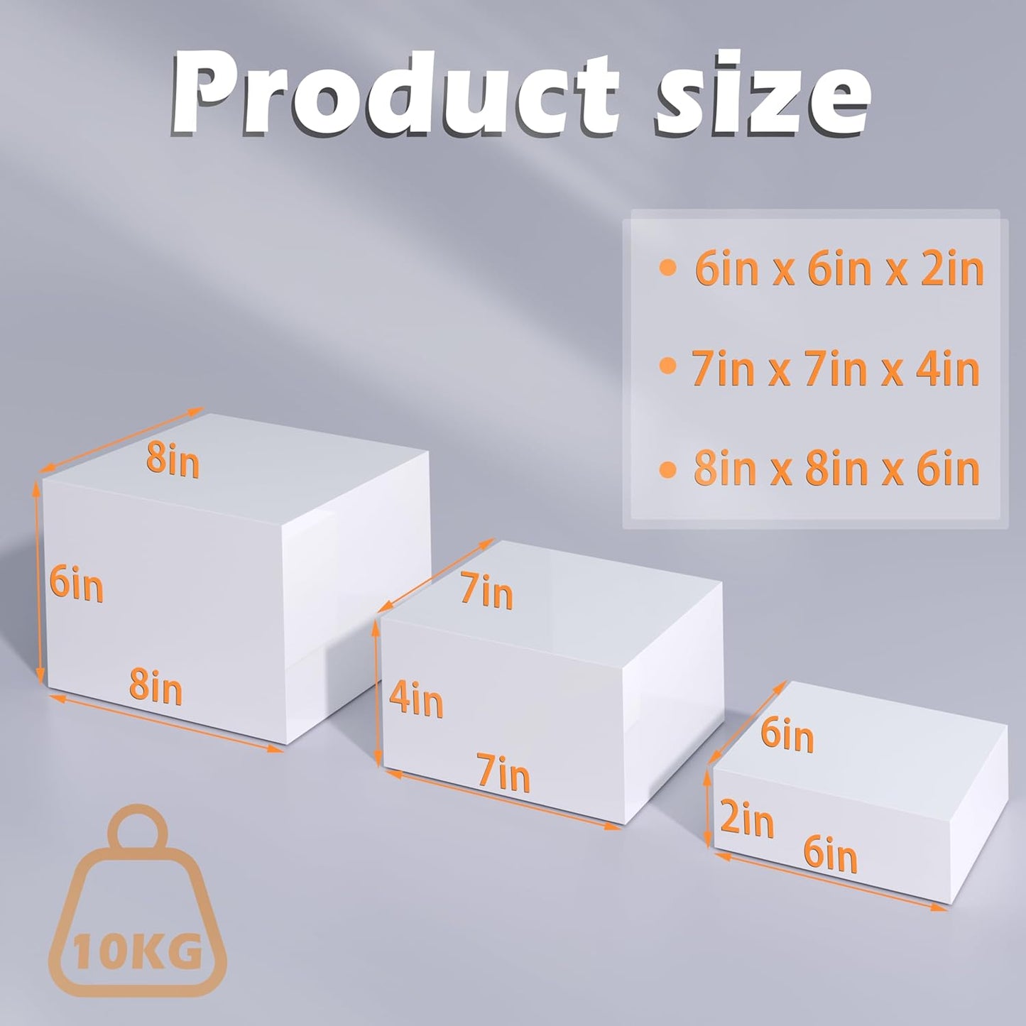 Buffet Risers, Food Display Risers for Party, White Acrylic Risers Display Stand for Buffet Table, Catering Displays for Dessert, Cube Box Nesting Riser with Hollow Bottoms (6"x7"x8" 3PCS)