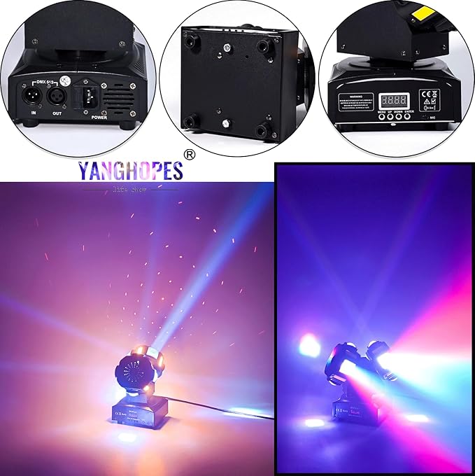 8LED Moving Head DJ Light Stage Led Lighting Pinspot Lights Uplighting Rotating Beam Lights for Events Sound Activated Light for DJ KTV Disco Party Wedding Concert Festival