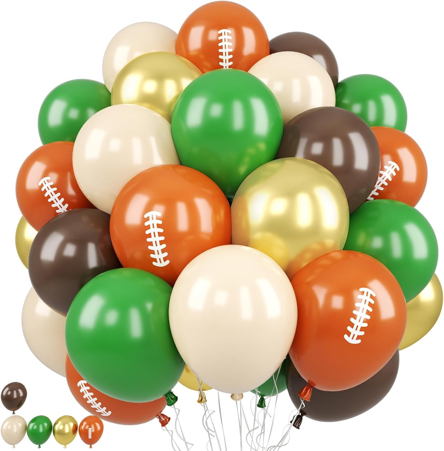 Football Balloons, 50PCS 12inch Party Balloons Dark Green Gold Black Beige Ballons Football Printed Balloons For Boys Game Sports Birthday Party Football Themed Decorations