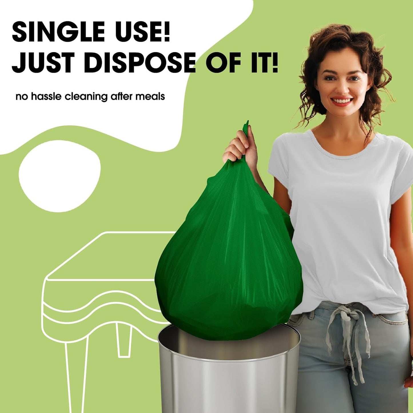 Pureegg Plastic Table Cloth Disposable 10 Pack, 84'' Round Table Cloths, St Patricks Day, Christmas Decorations, Tablecloths, Round, Forest, Emerald, Plastic Cover, Leakproof & Sturdy, Green