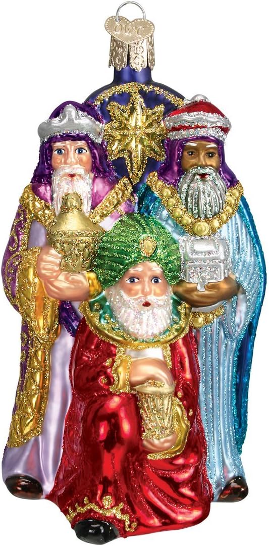 Old World Christmas Spiritual Gifts Three Wise Men Glass Blown Ornament for Christmas Tree, Handcrafted Holiday Decoration, Religion Collection