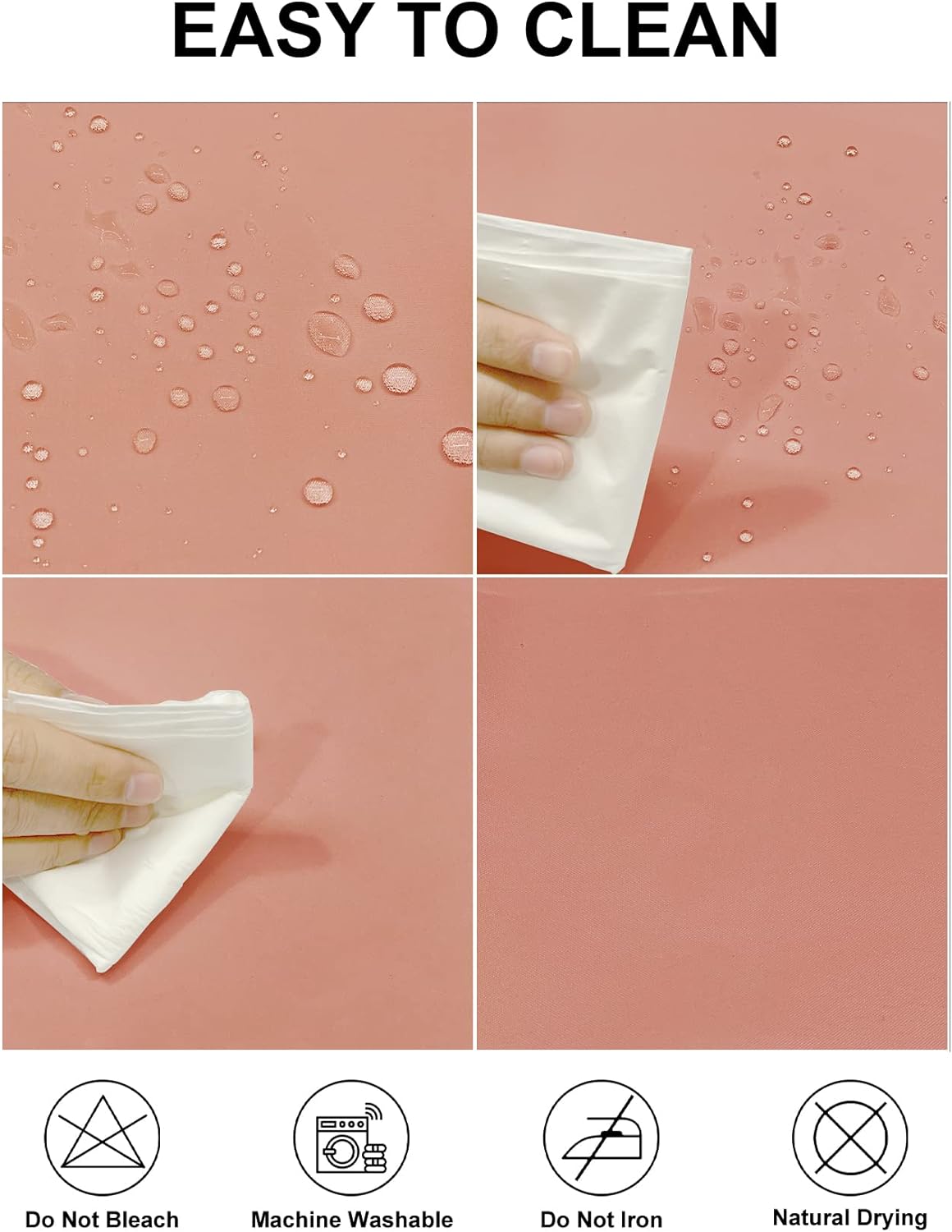 Fokitut 2 Pack Waterproof Round Tablecloth, 60 Inch, Stain Resistant and Wrinkle Polyester Table Cloth, Fabric Table Cover for Kitchen Dining, Wedding, Party, Holiday Dinner-Dusty Pink