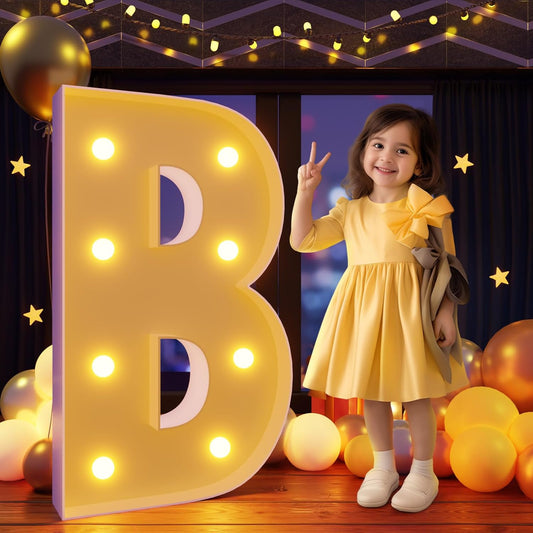 Marquee Letters 3 Feet Tall Large Light Up Letters B Baby Shower Decorations Birthday Engagement Party Decor Yellow Light Birthday Decorations Balloon Arch Kit Foam Sign B