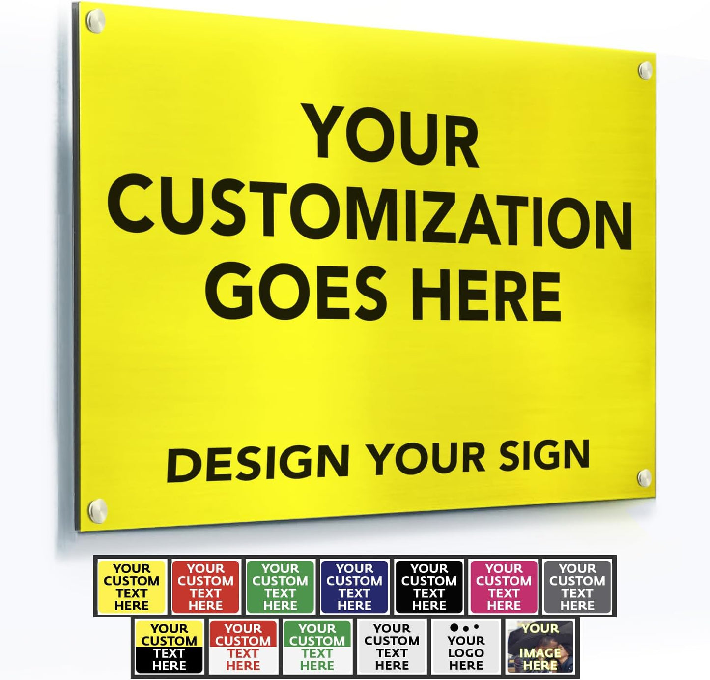Custom Metal Signs, Personalized Aluminum, Customized Safety, Business Signs, Waterproof Outdoor, White Aluminum (Yellow Background, 36x24 In)