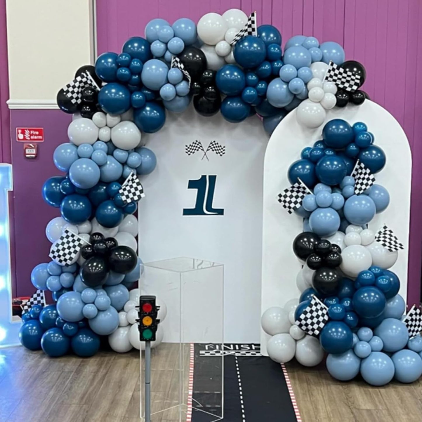 Race Car Balloon,Blue and Black Balloons,Dusty Blue Black Latex Balloon for Boys Girls Baby Shower Race Car Birthday Party Decoration