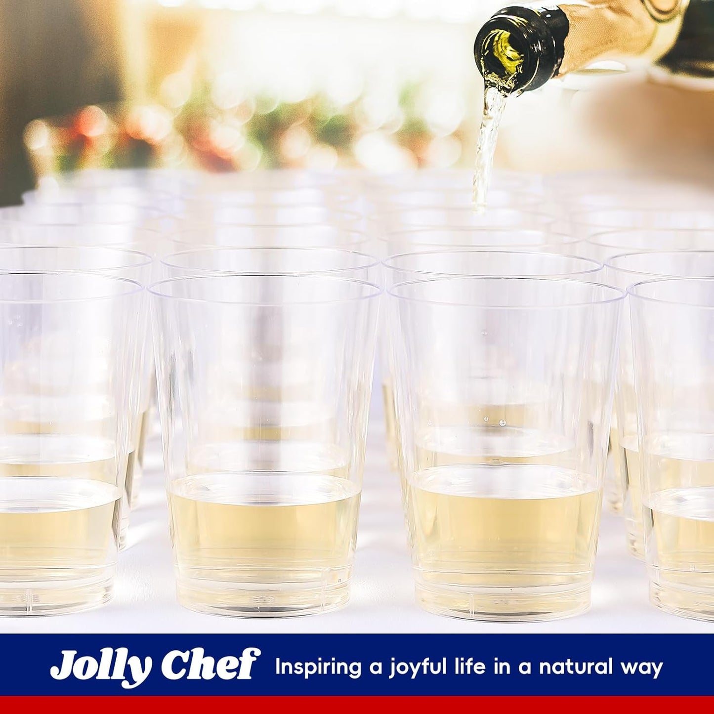 JOLLY CHEF 12 oz Clear Plastic Cups, 100 Pack Heavy-duty Party Glasses, Disposable Plastic Cups for Halloween,Thanksgiving Day, Christmas Party