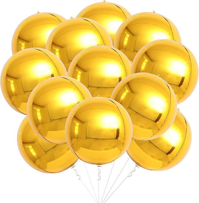 KatchOn, Large Gold Foil Balloons - 22 Inch, Pack of 12 | Gold Balloons | Mylar Balloons for Anniversary, Golden Birthday Party Decorations | NYE Balloons for New Years Eve Party Supplies 2026