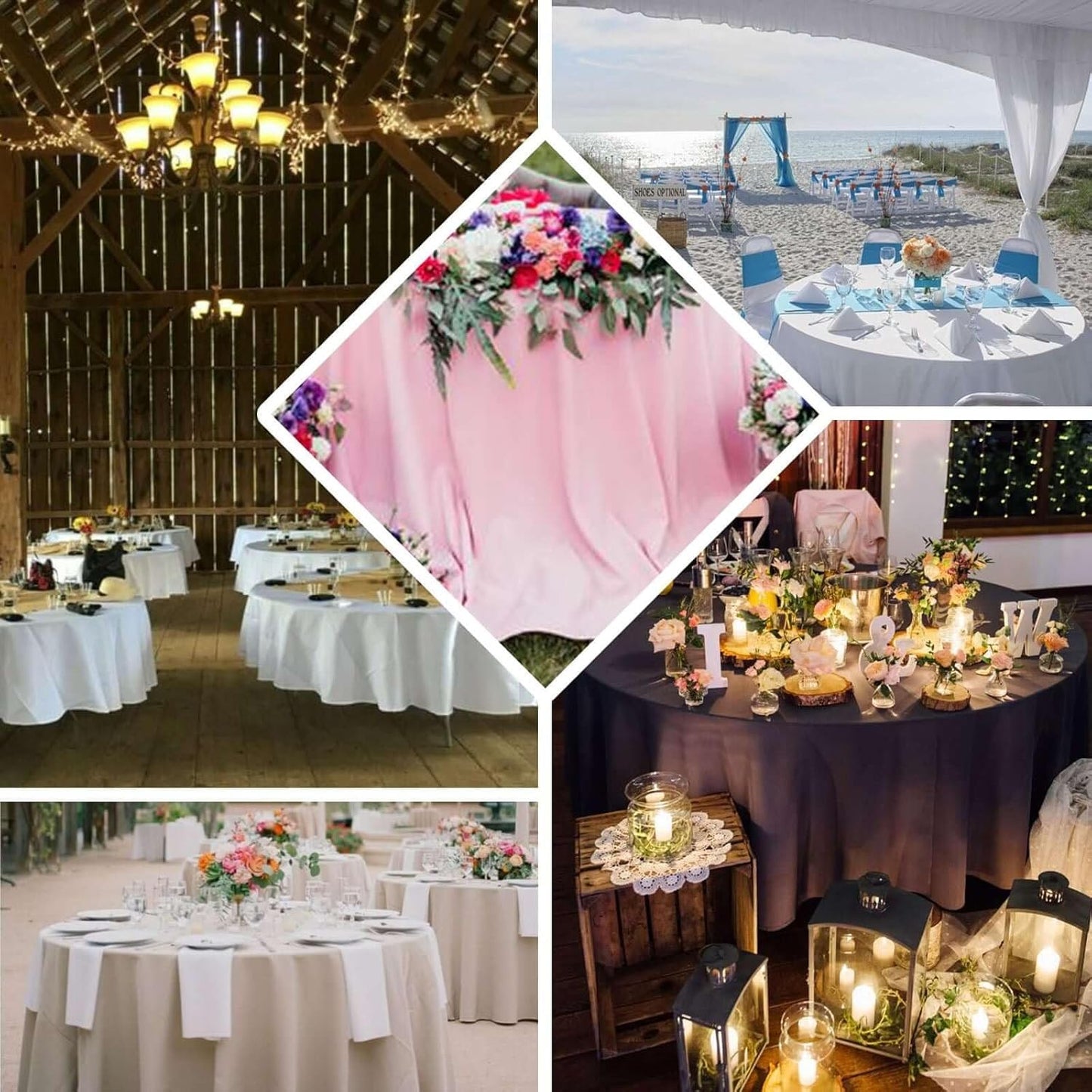 Efavormart Round Tablecloth, 108 Inch Stain & Wrinkle Resistant Washable Table Cloth, Decorative Polyester Fabric Table Cover for Banquet, Wedding, Dining- Dusty Rose