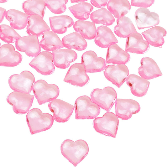 Fangoo 110 Pieces Pink Acrylic Heart Flat Back Heart Gems for Valentine's Day Decorations, Vase Filler, Table Scatter Decoration, Wedding Decorations,Home Decorations(Pink, 8OZ)